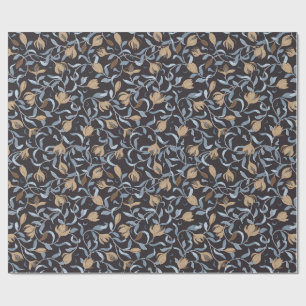 Golden Floral Arts and Crafts Wrapping Paper