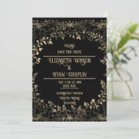 Golden Floral Black Elegant