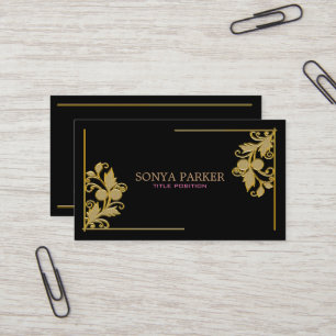 Golden Floral Border Business Card