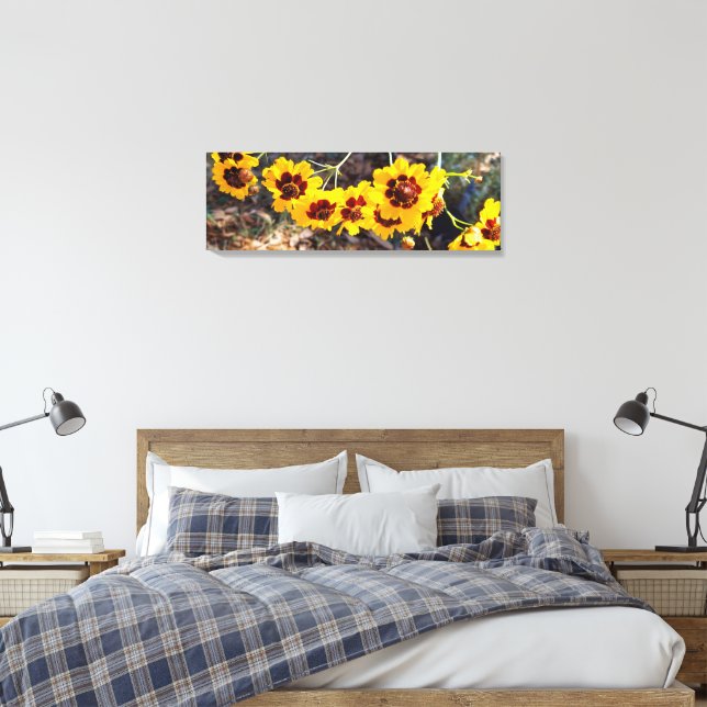Golden Floral Bouquet Canvas Print (Insitu(Bedroom))