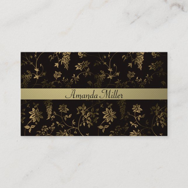 Golden floral business card (Front)