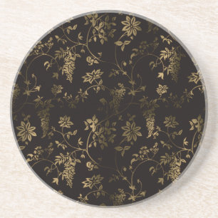 Golden floral decoration coaster