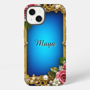 Golden Floral Design Roses Pearls sparkling gift iPhone 13 Case
