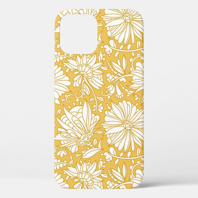 Golden floral doodle, abstract hand-drawn Case-Mate iPhone case (Back)