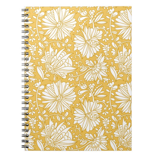 Golden floral doodle, abstract hand-drawn notebook (Front)