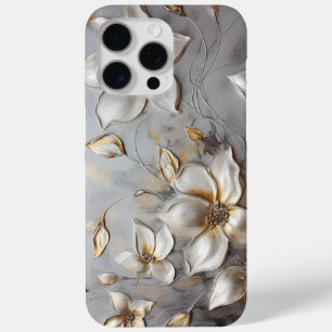 Golden floral elegance on silver✨ iPhone 15 pro max case