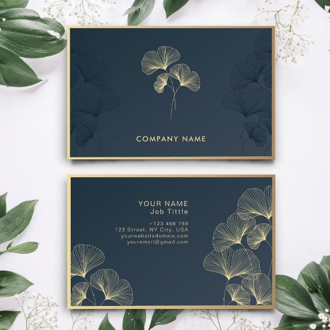 Golden Floral Elegant Flower Luxury Monogram Business Card (Creator Uploaded)