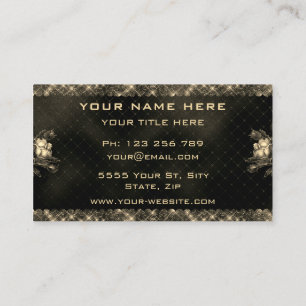 Golden Floral Framed Black Gold Business Card