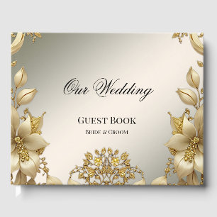 Golden Floral Guest Book