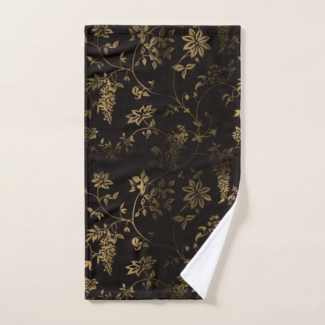 Golden floral hand towel (Hand Towel)