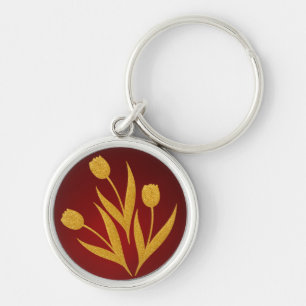Golden floral key ring