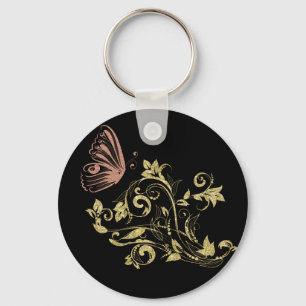 golden floral key ring