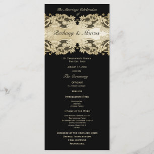 Golden Floral Lace Wedding Program Programme