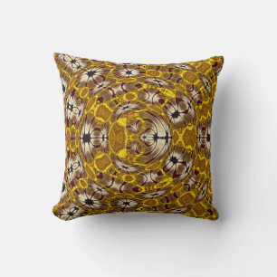 Golden Floral Mandala Boho Pattern Cushion
