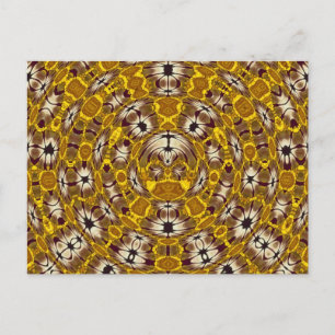 Golden Floral Mandala Boho Pattern Postcard