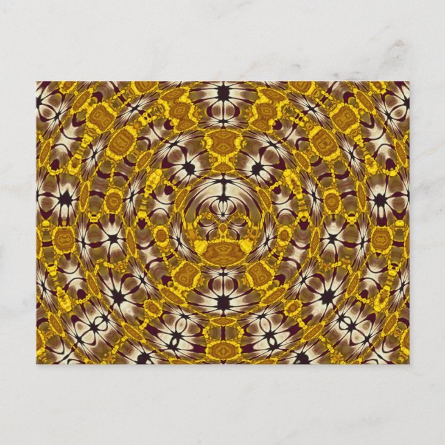 Golden Floral Mandala Boho Pattern Postcard (Front)