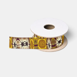 Golden Floral Mandala Boho Pattern Satin Ribbon