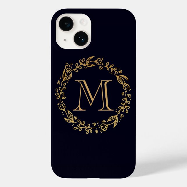 Golden Floral Monogram Case-Mate iPhone Case (Back)
