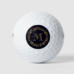 Golden Floral Monogram Golf Balls