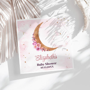 Golden Floral Moon Baby Shower Napkin