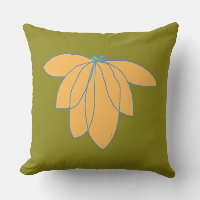 Golden Floral On Olive  Cushion (Front)