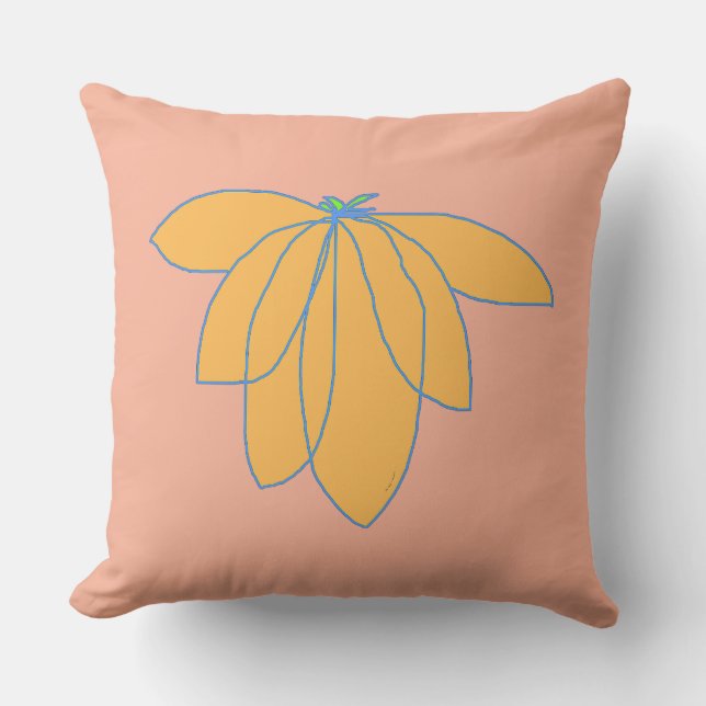 Golden Floral On Peach  Cushion (Front)