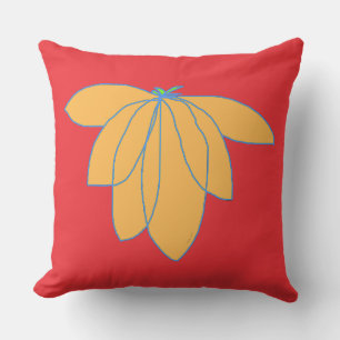 Golden Floral On Red Cushion
