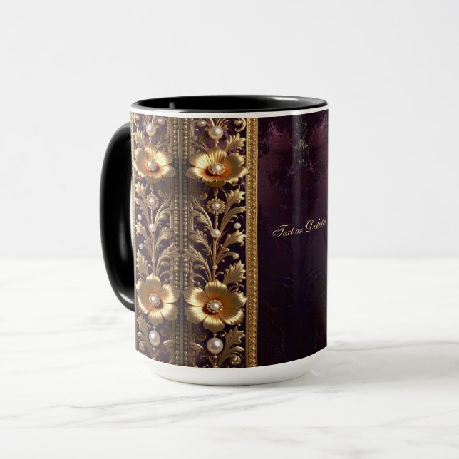 Golden Floral Ornament Mug (Front Left)