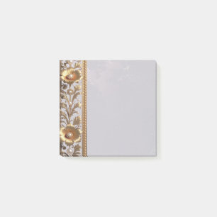 Golden Floral Ornament Post it Notes