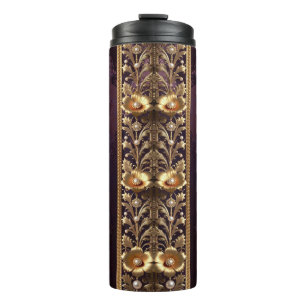 Golden Floral Ornament Thermal Tumbler