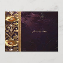 Golden Floral Ornament with Pearls Postcard