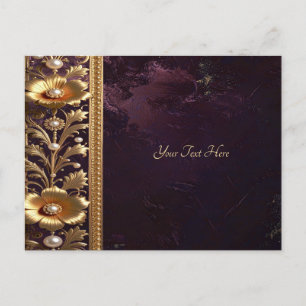 Golden Floral Ornament with Pearls Postcard