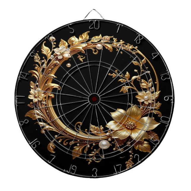Golden Floral Ornate Dartboard (Front)