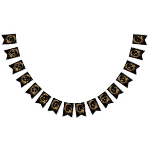 Golden Floral Ornate Frame Bunting Flag