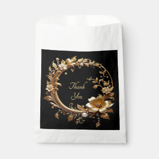 Golden Floral Ornate Frame Favor Bag