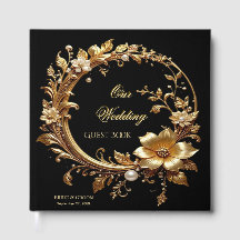 Golden Floral Ornate Frame Guest Book