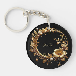 Golden Floral Ornate Frame Keychain
