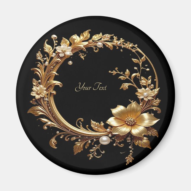 Golden Floral Ornate Frame Magnet (Front)
