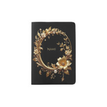 Golden Floral Ornate Frame Passport Holder