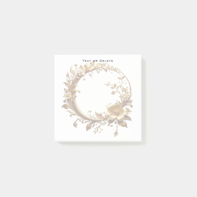 Golden Floral Ornate Frame Post it Notes (Front)