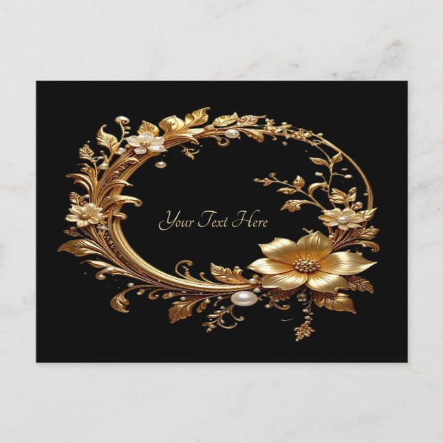 Golden Floral Ornate Frame Postcard (Front)