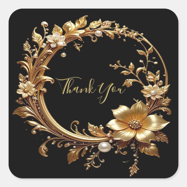 Golden Floral Ornate Frame Sticker (Front)