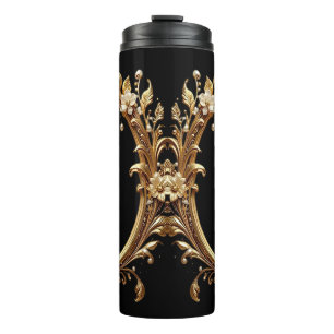 Golden Floral Ornate Frame Thermal Tumbler