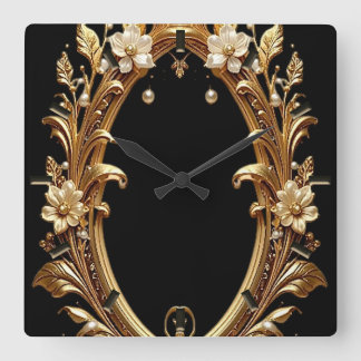 Golden Floral Ornate Frame Wall Clock