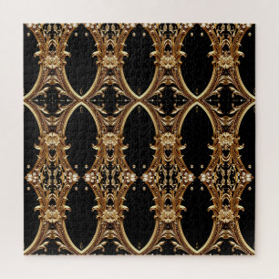 Golden Floral Ornate Jigsaw Puzzle