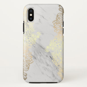 Golden Floral Pattern and Marble Case-Mate iPhone Case
