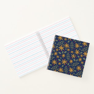 Golden Floral Pattern Botanical Design Notebook