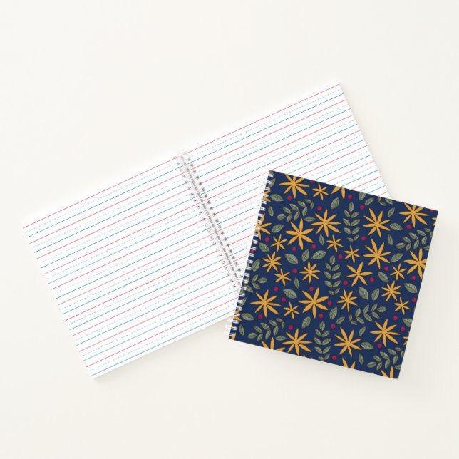 Golden Floral Pattern Botanical Design Notebook (Inside)