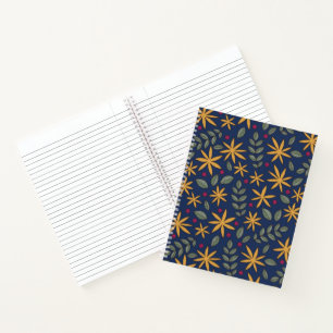 Golden Floral Pattern Botanical Design Notebook