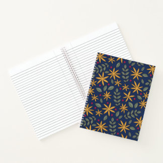 Golden Floral Pattern Botanical Design Notebook